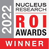 2022 Nucleus Research ROI Awards winner badge, highlighting excellence in research and innovation. Award symbol in red and gray., 2022, Nucleus_Research_ROI_Awards_Winner