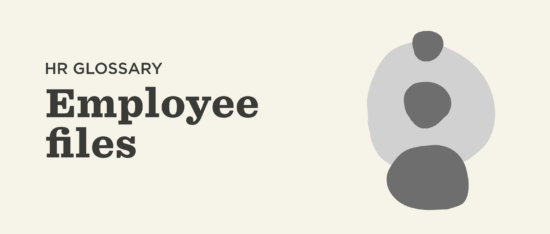 HR glossary on employee files with abstract human figures in gray tones on a light background for visual context. , HRglossary, employeefiles
