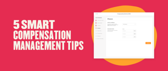 5 smart compensation management tips with a software interface on a vibrant background showcasing finance options. Tips, compensation management
