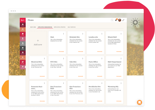 employee onboarding dashboard, site management overview