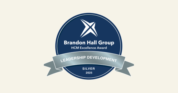 Brandon Hall Group award badge for HCM Excellence in Leadership Development, Silver, 2025, HCM Excellence Award badge, Leadership Development 2025