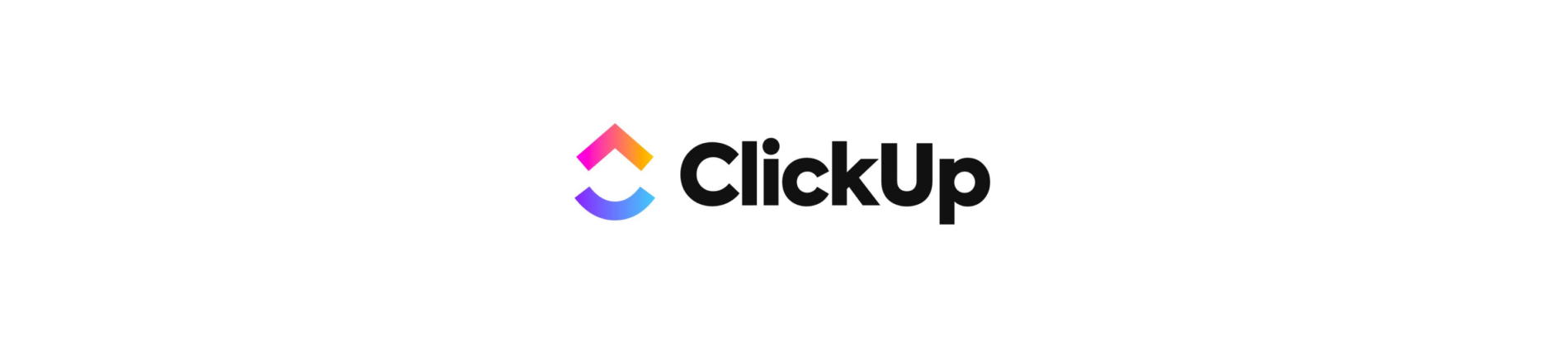 ClickUp logo featuring vibrant colors on a white background, symbolizing productivity and teamwork. Clean, modern design.