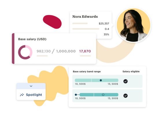 salary analysis dashboard, salary ranges and eligibility indicators with user profile illustration