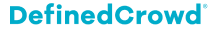 DefinedCrowd logo in bright teal, representing a tech-focused brand in AI and data solutions. High visibility design.