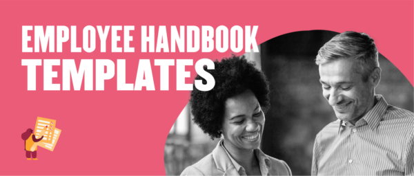 employee handbook templates, diverse professionals engaged in discussion with colorful background