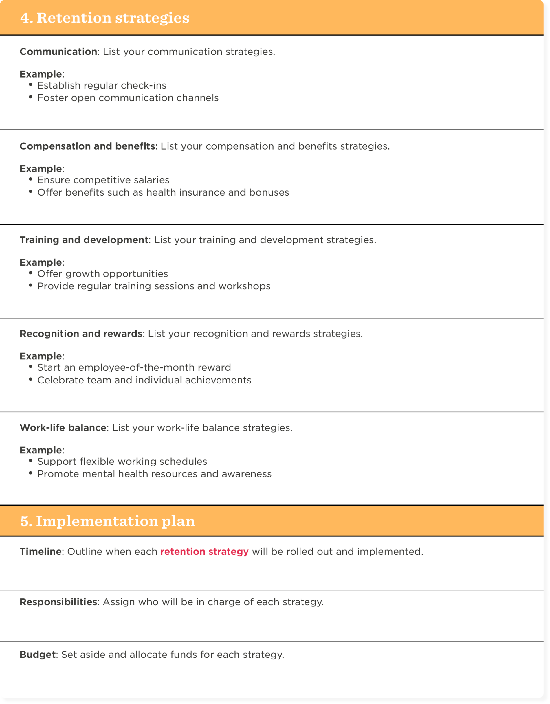 Employee retention plan template: Successfully retain top talent 