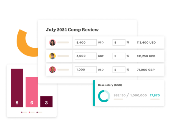 compensation review chart, salary breakdown and data visualization for July 2024