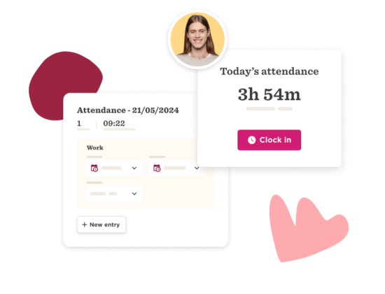 attendance tracking, user profile and daily hours summary