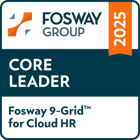 Fosway Group Core Leader badge for Cloud HR, identifying leadership in HR technology for 2025., FoswayGroup, CloudHR