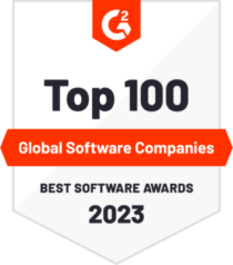 Top 100 Global Software Companies badge, G2 Best Software Awards 2023. Recognizes leading software firms. , G2, BestSoftwareAwards2023
