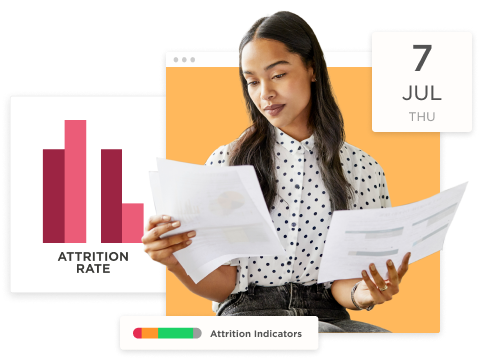 attrition rate graph, person reviewing reports