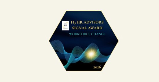 H3 HR Advisors Signal Award for Workforce Change 2026, hexagonal design with blue gradients and wave patterns., H3HR, SignalAward