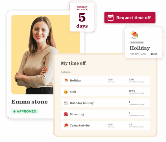 employee profile, leave balance summary