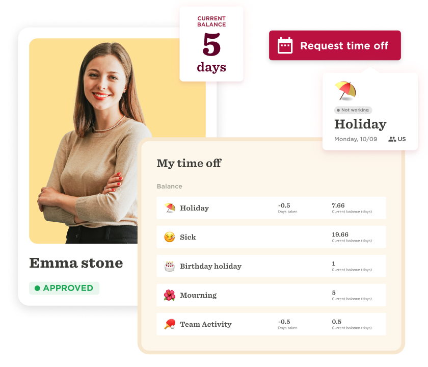 employee profile, leave balance summary
