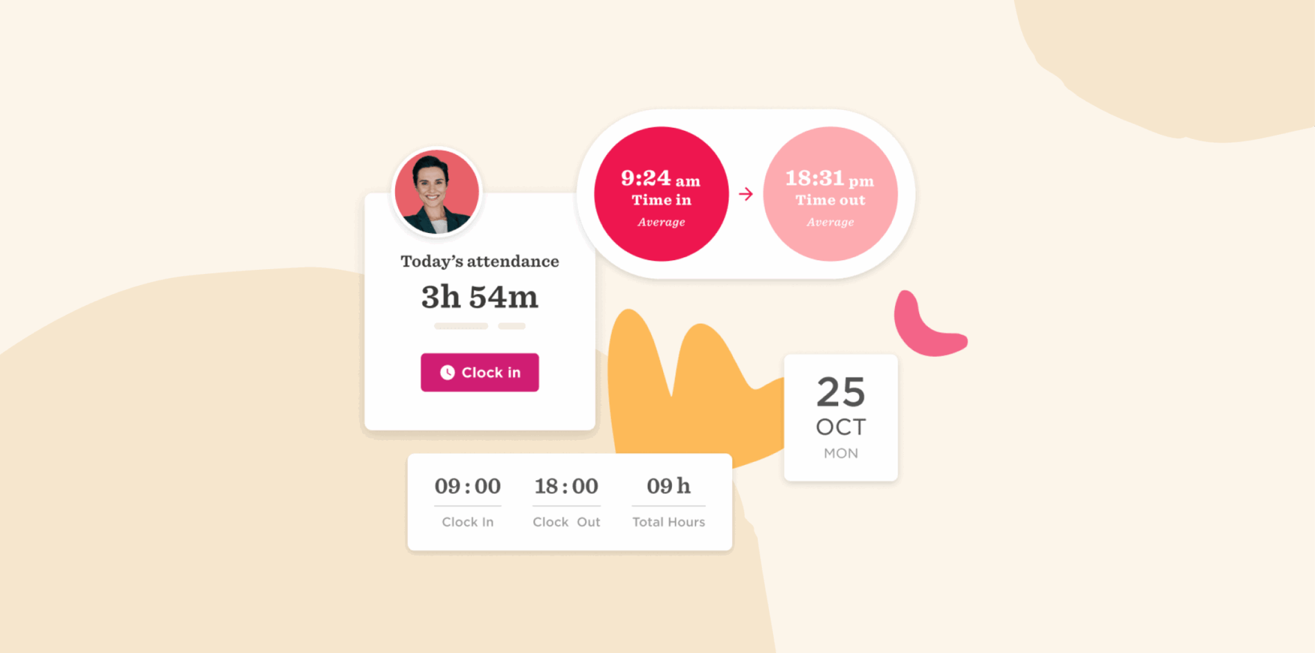 attendance tracking, work hours summary