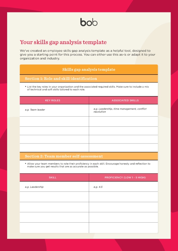 Screenshot of the skills gap analysis template by HiBob
