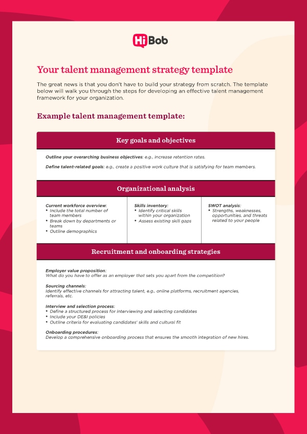 A screenshot of HiBob's talent management strategy template