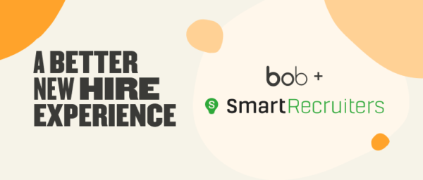 A better new hire experience with bob and SmartRecruiters collaboration, featuring modern design elements. newhireexperience, bobSmartRecruiters
