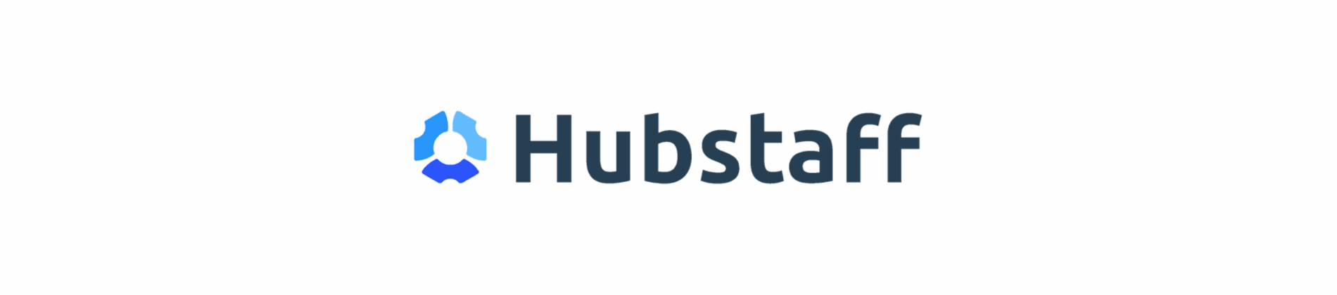Hubstaff logo featuring a blue icon above the brand name in dark blue, representing time tracking solutions. Hubstaff, logo, branding