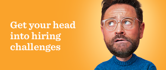 get-your-head-into-hiring-challenges, caricature-man-with-glasses-and-beard-on-orange-background
