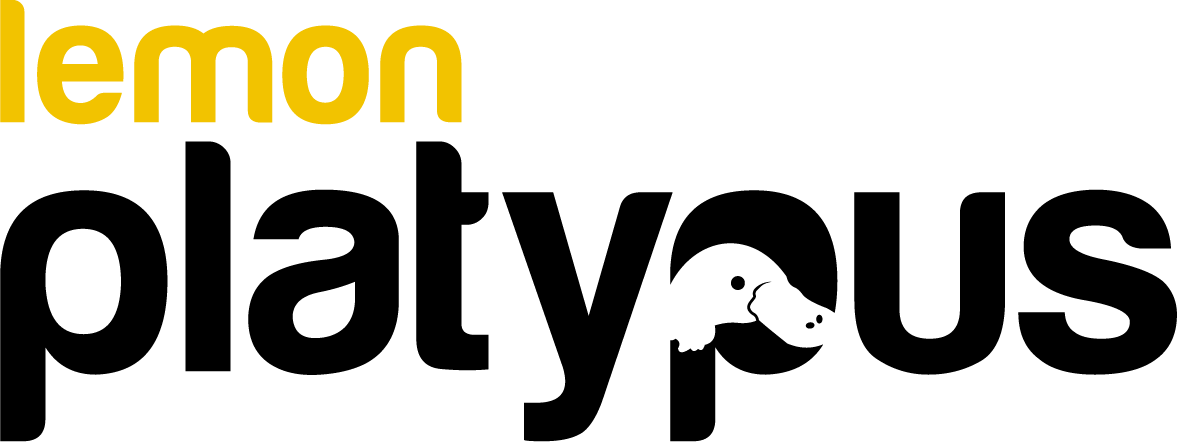 lemon platypus logo with a playful design featuring a yellow 