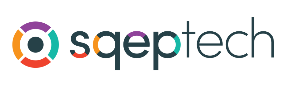 sqeptech logo with vibrant colors, featuring circular design elements that represent innovation and technology, colorful tech branding