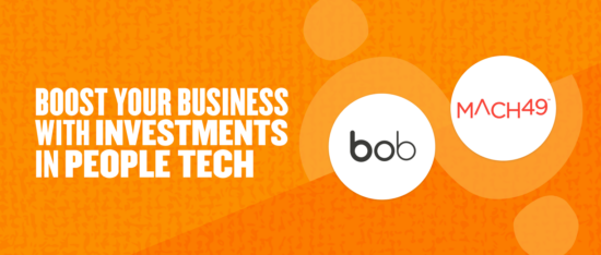 boost-your-business-investments-in-people-tech, bob-mach49-logos-orange-background