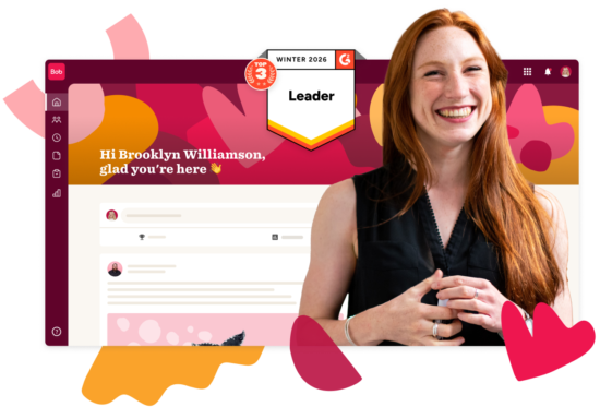 desktop interface, happy woman smiling