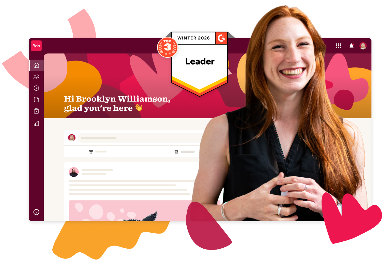 desktop interface, happy woman smiling