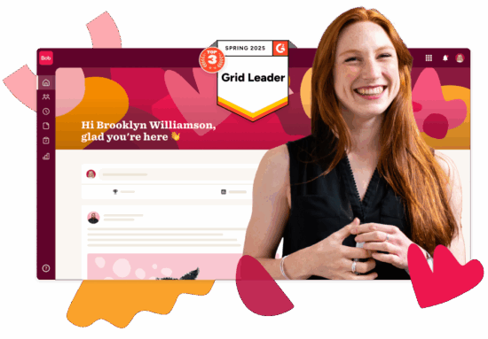 Brooklyn Williamson smiles in a vibrant, colorful interface, identified as "Grid Leader," for Spring 2025. , GridLeader, Spring2025