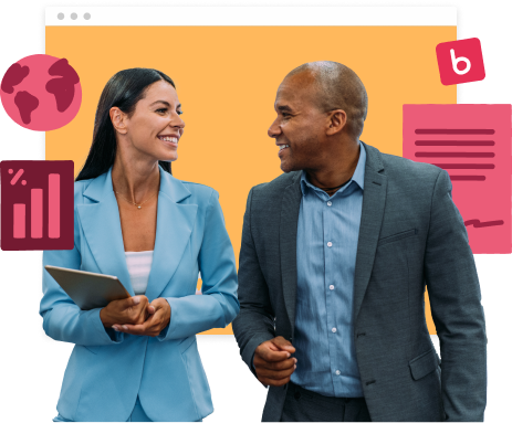 business professionals, collaboration and technology theme