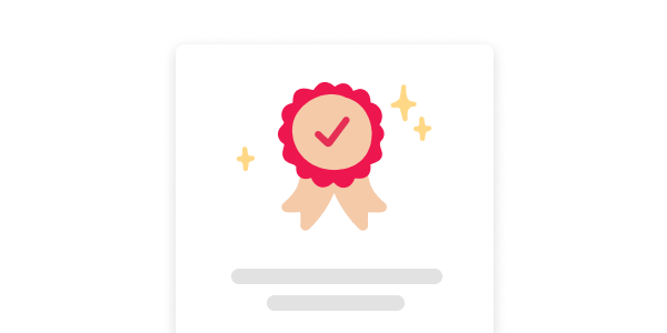 award ribbon with check mark and sparkle, bright red ribbon icon symbolizing achievement and success