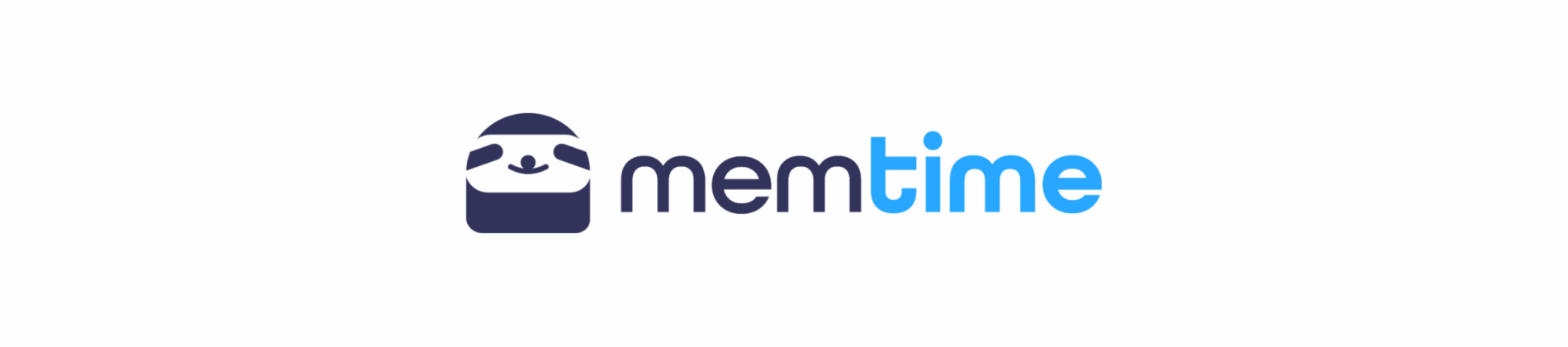 memtime logo on a vibrant blue background featuring a playful character design and modern typography, playful logo design blue background