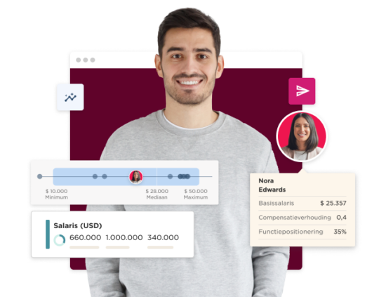 salary data visualization, person with salary-related graphics and profile information in a professional context