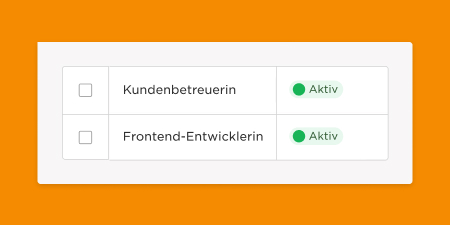 Kundenbetreuerin und Frontend-Entwicklerin mit Aktiv-Status in modernem Design, checklist, status-indicators