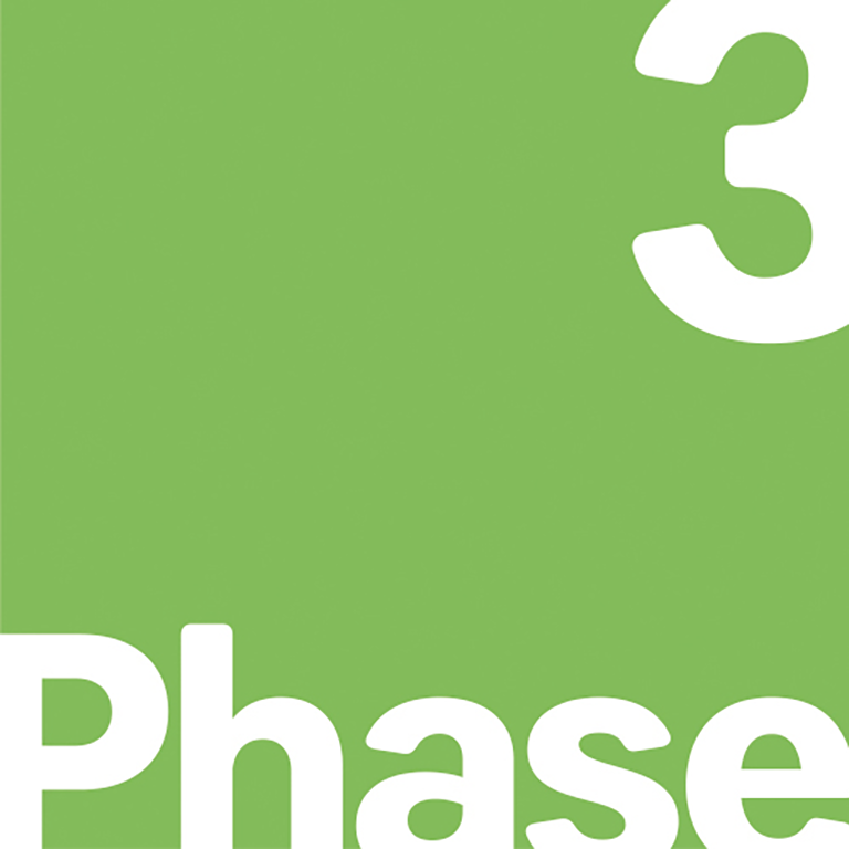 Phase 3, Green background with bold white text displaying 