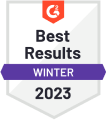 Best Results Badge Winter 2023, G2 Award Recognition for Excellence in Services