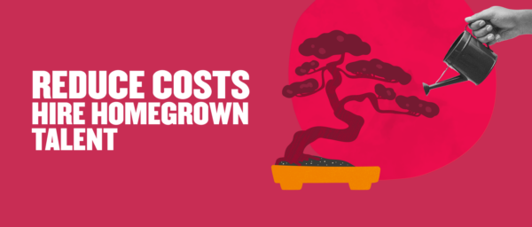 reduce costs, hire homegrown talent, bonsai tree watering illustration