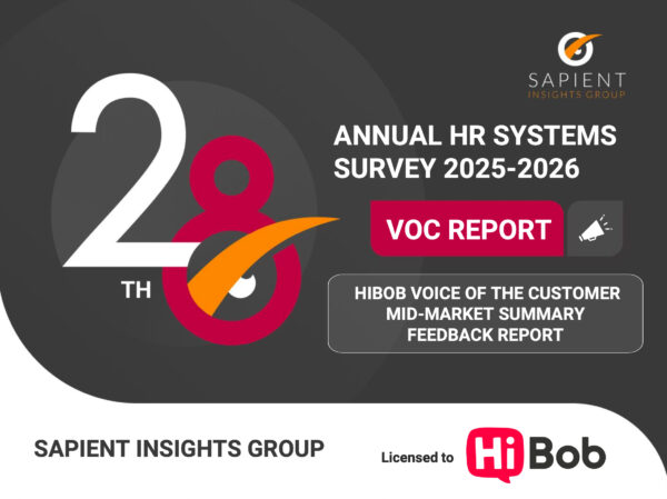 annual HR systems survey 2025-2026 VOC report from Sapient Insights Group licensed to HiBob, HiBob VOICE OF THE CUSTOMER feedback report