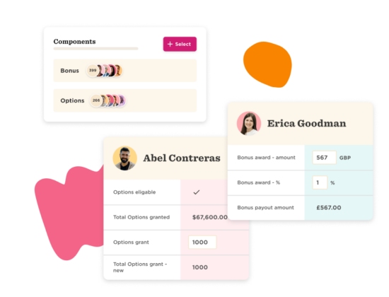 components summary, individual bonus details with user profiles