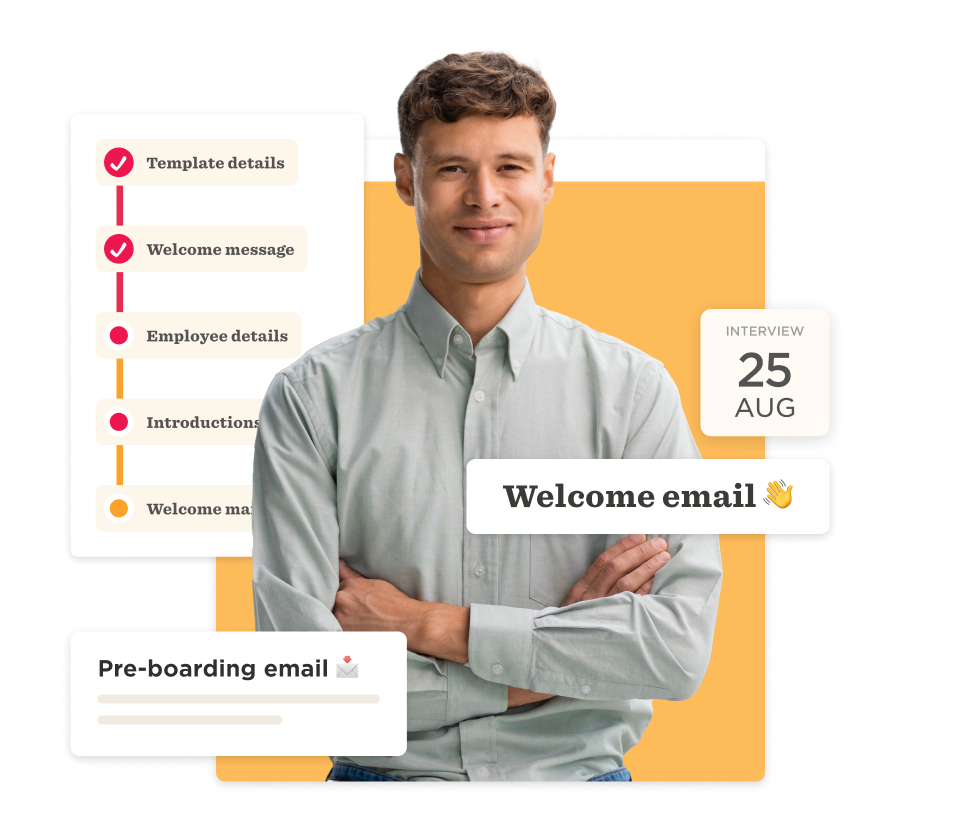welcome email, employee onboarding checklist