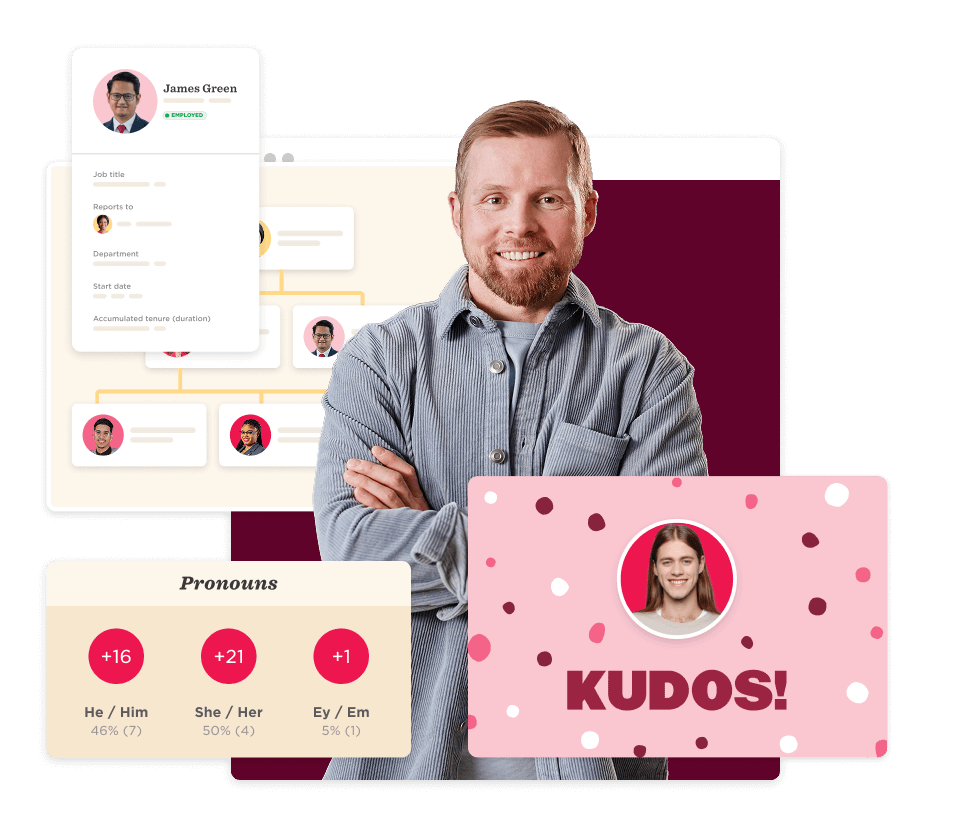 business professional, employee data, pronouns and recognition