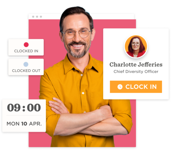clock-in-dashboard, employee-profile-illustration