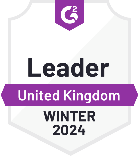 G2 Leader badge for Winter 2024 in the United Kingdom, showcasing achievement and recognition in the industry., G2, Leader