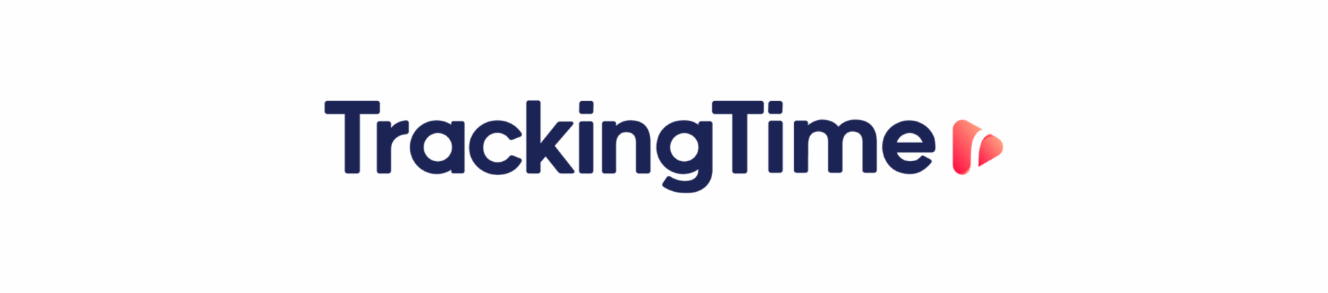 TrackingTime logo featuring bold blue typography and a red play icon, symbolizing time management and productivity tools. , TrackingTime, logo