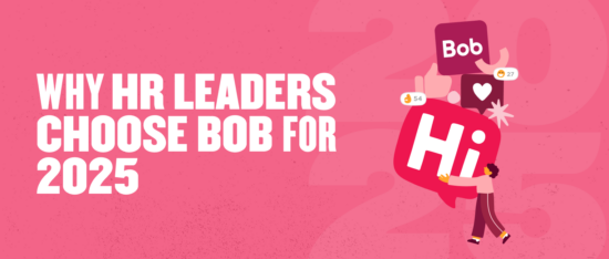 HR leaders prefer Bob for 2025; vibrant design features speech bubbles with 