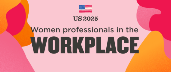 Women professionals in the workplace, vibrant shapes, US flag, creative 2025 design. Empowering gender equality in careers. , women, workplace