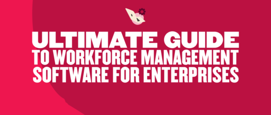 Illustration for an article about workforce management software for enterprises, showing a person holding a calendar surrounded by benefits including aligned HR and Finance planning, stronger compliance, faster decision-making, reduced labor costs, better engagement and retention, and time savings for HR and operations teams.