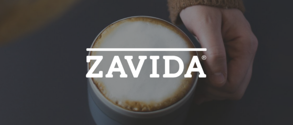 coffee cup, ZAVIDA logo