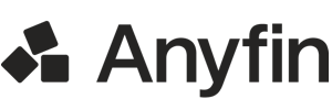 Anyfin logo with geometric shapes, representing modern finance solutions and technology, Anyfin logo, modern finance technology